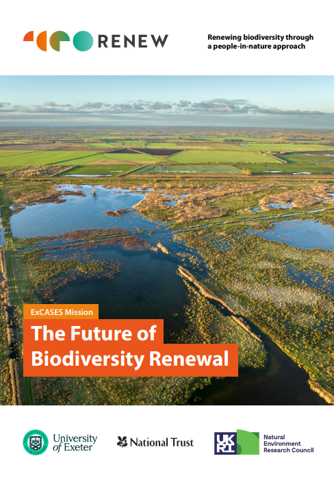 A front cover image of The Future of Biodiversity full report. The image is of an aerial shot of a peatland landscape.