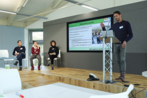An image of David Bavin delivering a speech at the Biodiversity Parliament 2023.