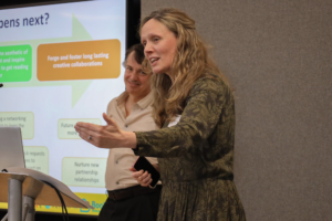 An image of Annie Crombie, Deputy CEO from the BookTrust and John Wedgwood Clarke from University of Exeter.
