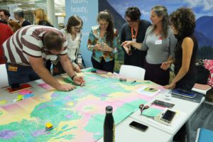 An image of a group mapping out their personal connections to nature and biodiversity.