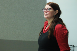 An image of Angela Cassidy at the Biodiversity Parliament 2023.